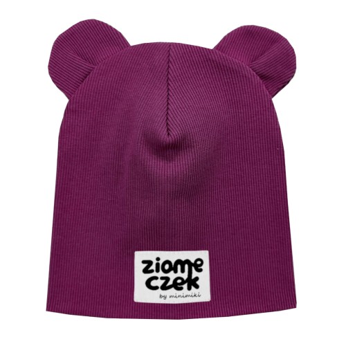 Czapka podwójna z uszkami magenta ziomeczek Minimiki