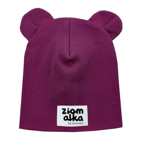 Czapka podwójna z uszkami magenta ziomalka Minimiki