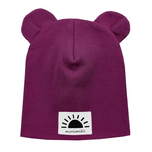 Czapka podwójna z uszkami magenta słoneczko Minimiki