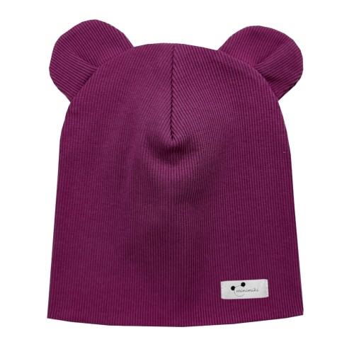 Czapka podwójna z uszkami magenta logo Minimiki