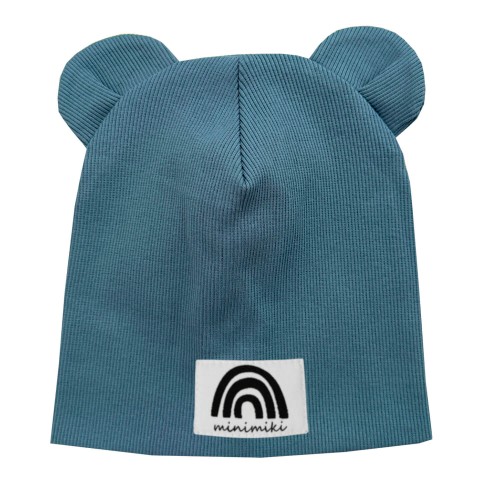 Czapka podwójna z uszkami arctic blue tecza Minimiki