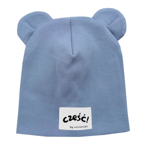 Czapka podwójna z uszkami vintage blue czesc Minimiki