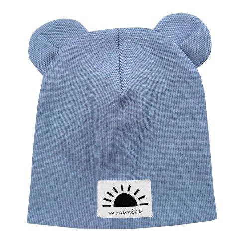 Czapka podwójna z uszkami vintage blue słoneczko Minimiki