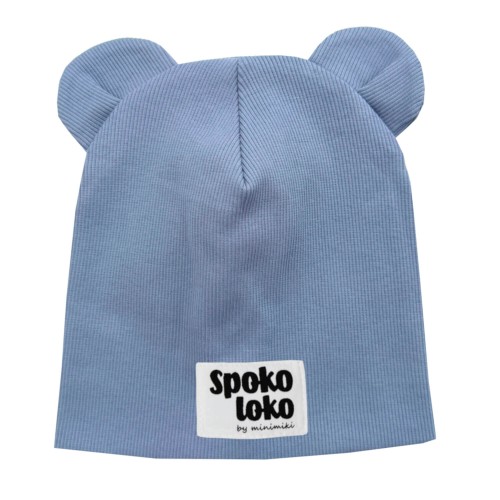 Czapka podwójna z uszkami vintage blue spoko loko Minimiki