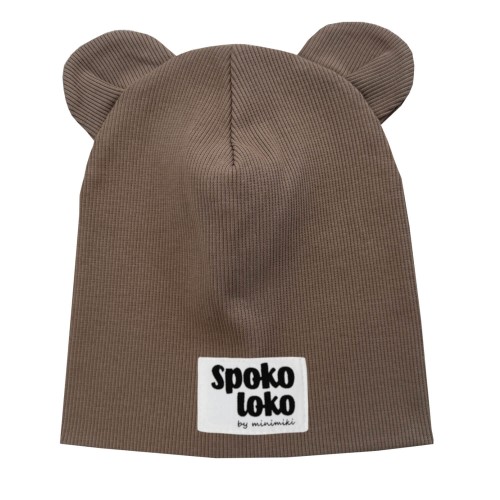Czapka podwójna z uszkami mocca spoko loko Minimiki