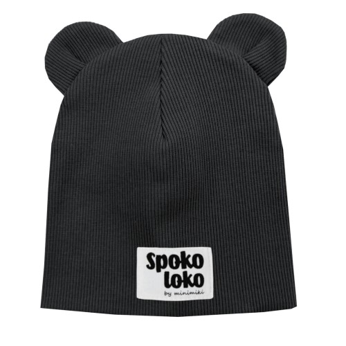 Czapka podwójna z uszkami antracytowa spoko loko Minimiki