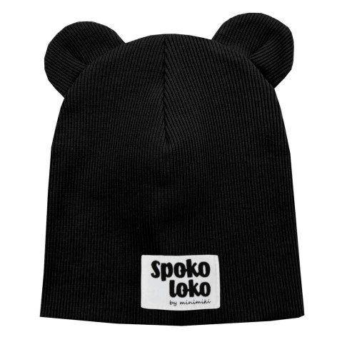 Czapka podwójna z uszkami czarna spoko loko Minimiki