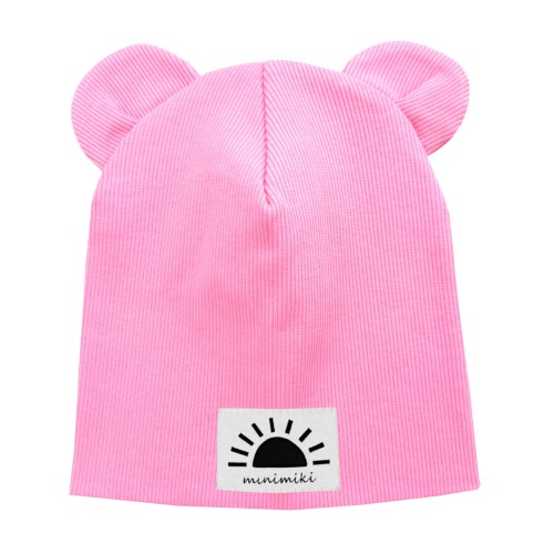 Czapka podwójna z uszkami light pink ziomalka słoneczko Minimiki