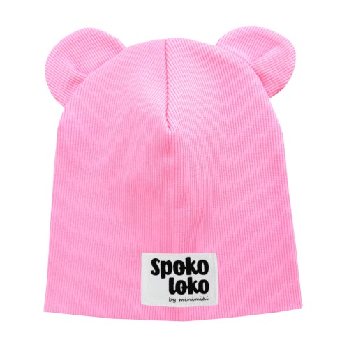 Czapka podwójna z uszkami light pink ziomalka spoko loko Minimiki