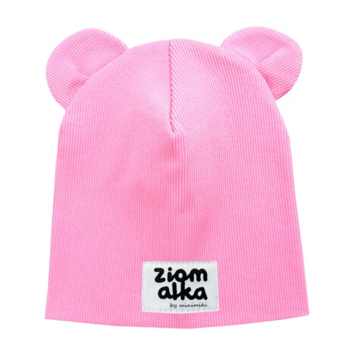Czapka podwójna z uszkami light pink ziomalka Minimiki