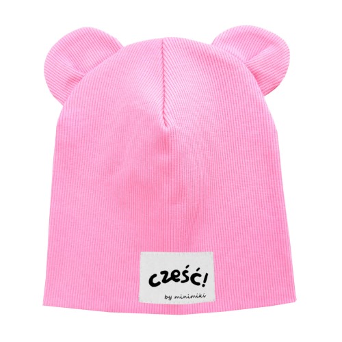 Czapka podwójna z uszkami light pink ziomalka czesc Minimiki