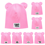 Light pink czapka podwójna z uszkami - Czort, Ziomeczek i inne metki
