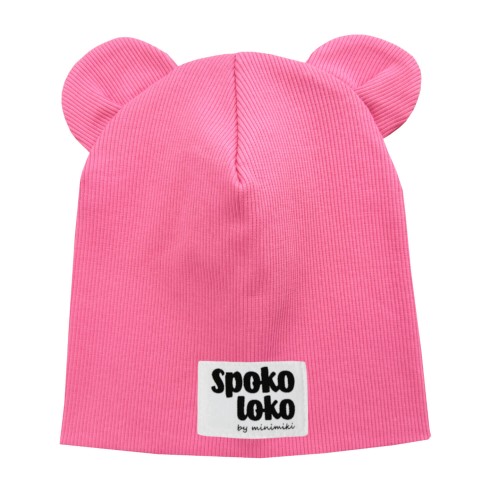 Czapka podwójna z uszkami candy pink spoko loko Minimiki.jpg