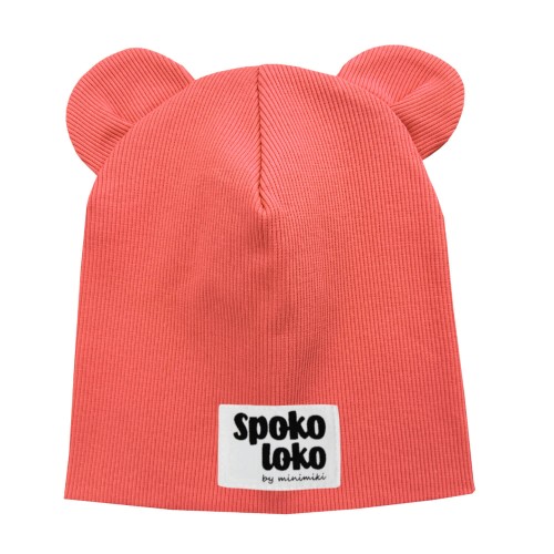 Czapka podwójna z uszkami summer coral spoko loko Minimiki