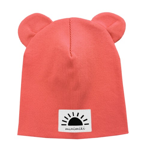 Czapka podwójna z uszkami summer coral słoneczko Minimiki
