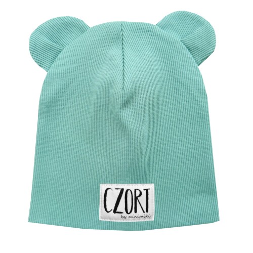 Czapka podwójna z uszkami aqua czort Minimiki