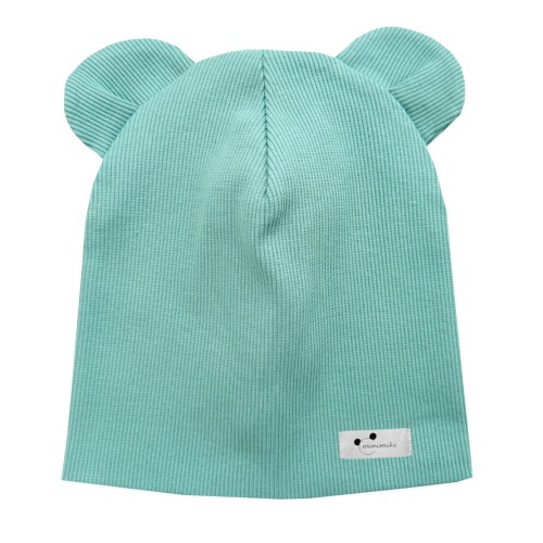 Czapka podwójna z uszkami aqua logo Minimiki