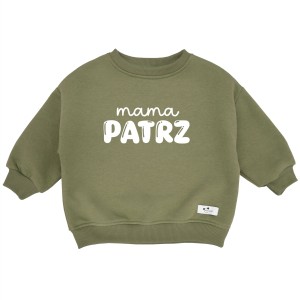  Ocieplana bluza dziecięca oversize Mama Patrz khaki