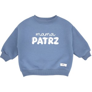  Ocieplana bluza dziecięca oversize Mama Patrz vintage blue