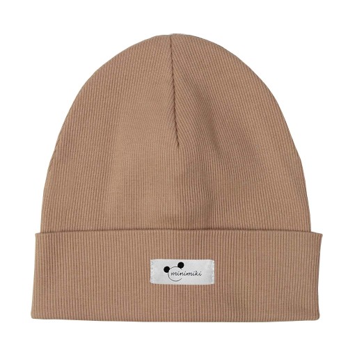 Czapka beanie prążek cappuccino Minimiki