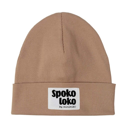 Czapka beanie prążek cappuccino Spoko loko