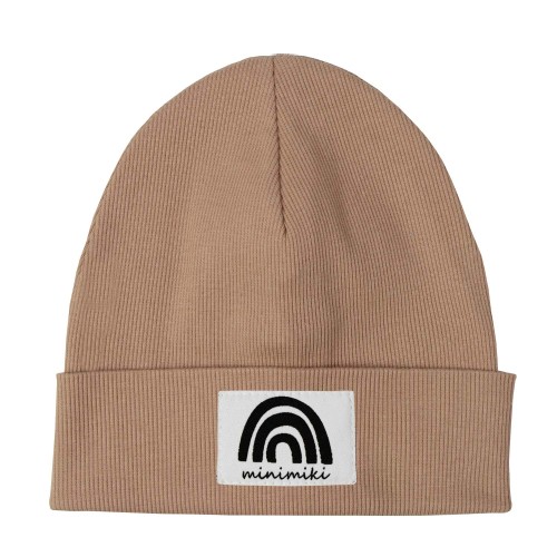 Czapka beanie prążek cappuccino Tęcza