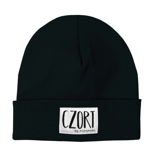 Czapka dziecięca beanie prążek czarna Czort