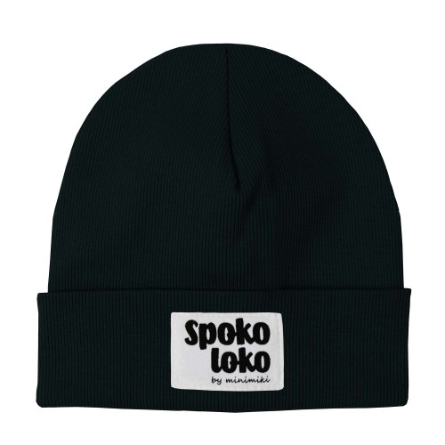 Czapka dziecięca beanie prążek czarna Spoko loko