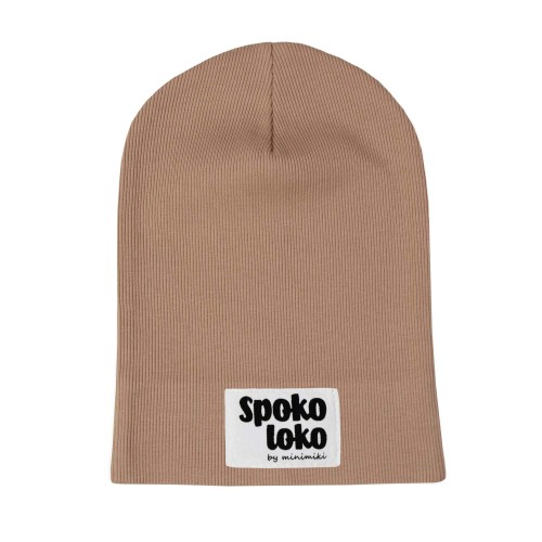 Cienka czapka dziecięca prążek cappuccino Spoko loko