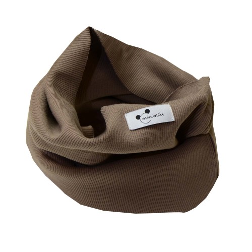 Cienki komin dziecięcy prążek szarobrązowy