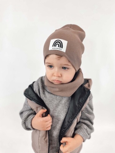 Czapka podwójna szarobrązowa Tęcza