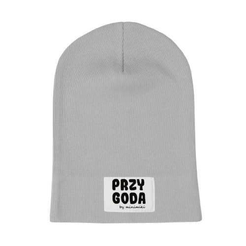 Cienka czapka prążkowana Minimiki szara Przygoda