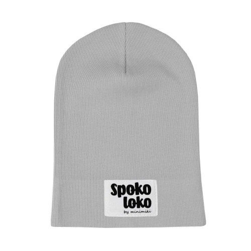 Cienka czapka prążkowana Minimiki szara Spoko loko