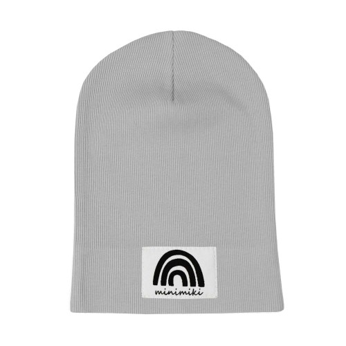 Cienka czapka prążkowana Minimiki szara Tęcza