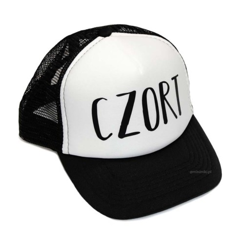 Czapka z daszkiem dziecięca Minimiki Czort czarno-biała