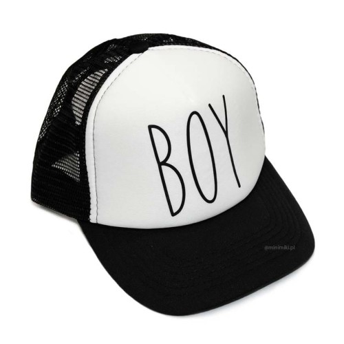 Czapka z daszkiem dziecięca Minimiki BOY czarno-biała