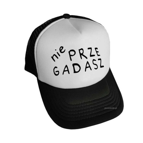 Czapka z daszkiem dziecięca Minimiki Nie Przegadasz czarno-biała