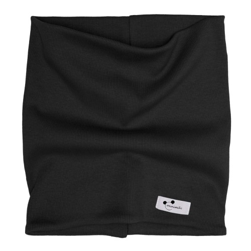 Czarny podwójny komin prążkowany typu tuba 