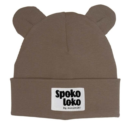 Czapka dziecięca beanie z uszkami Minimiki szarobrązowa Spoko loko