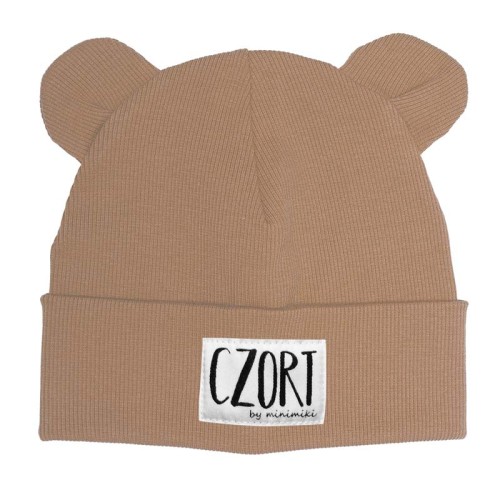 Dziecięca czapka beanie z uszkami Minimiki cappuccino Czort