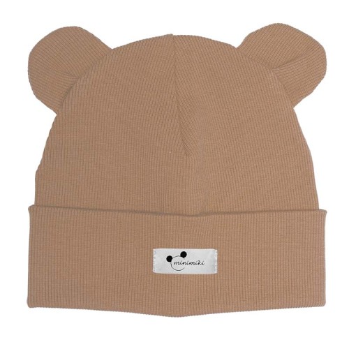 Dziecięca czapka beanie z uszkami Minimiki cappuccino