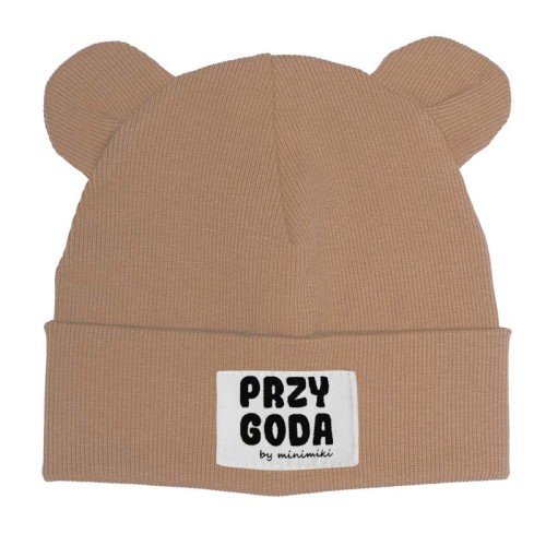 Dziecięca czapka beanie z uszkami Minimiki cappuccino Przygoda