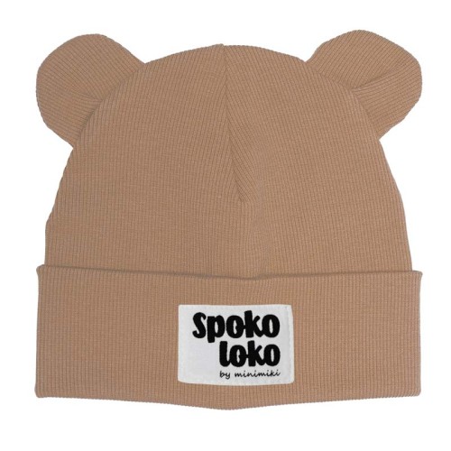 Dziecięca czapka beanie z uszkami Minimiki cappuccino Spoko loko
