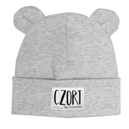Dziecięca czapka beanie z uszkami Minimiki szary melanż Czort