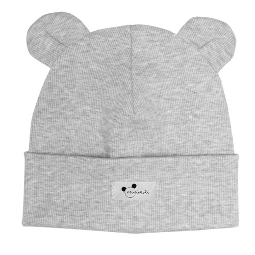 Dziecięca czapka beanie z uszkami Minimiki szary melanż