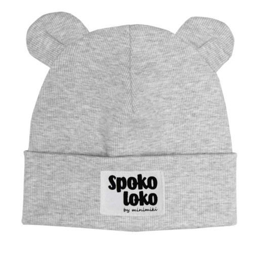 Dziecięca czapka beanie z uszkami Minimiki szary melanż Spoko loko