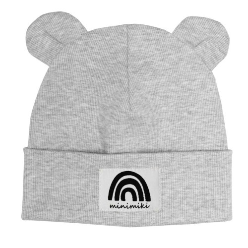 Dziecięca czapka beanie z uszkami Minimiki szary melanż Tęcza