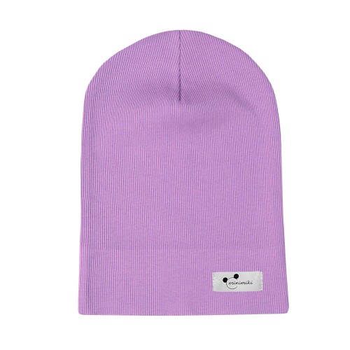 Cienka czapka dziecięca prążek Minimiki krokus