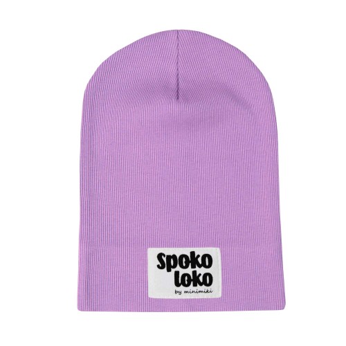 Cienka czapka dziecięca prążek Minimiki krokus Spoko loko
