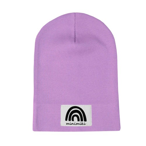 Cienka czapka dziecięca prążek Minimiki krokus Tęcza